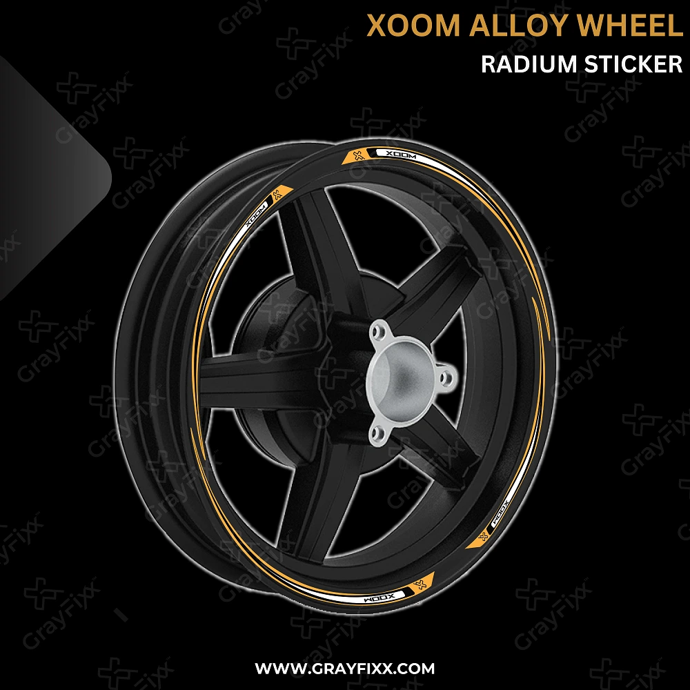 Alloy Wheel Radium Vinyl Sticker Compatible with Xoom | Made in Premium Radium Vinyl with FPF (Fade Protection Film), Waterproof, Precut Sticker, Pack of 1